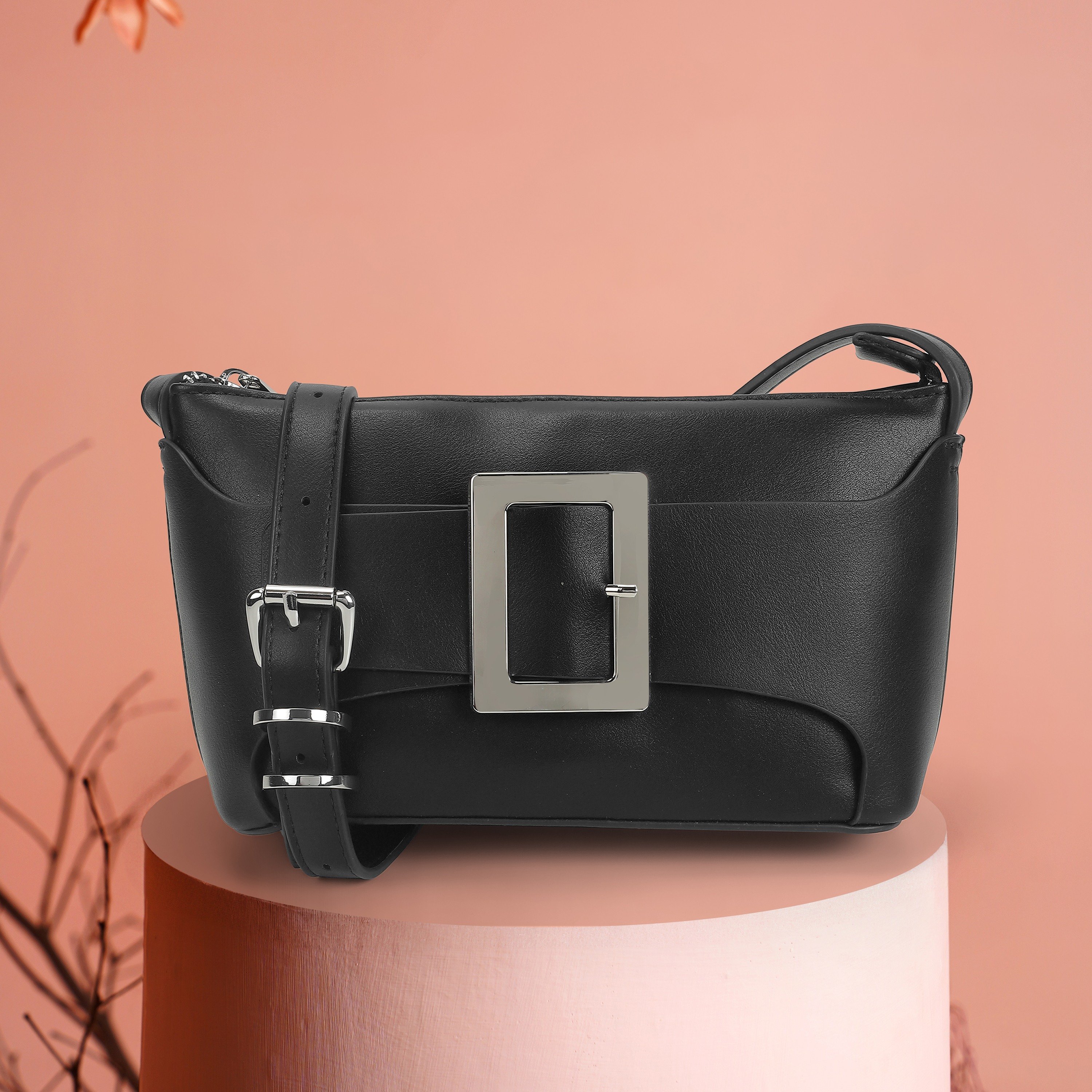 Metro Women Black PU Handbags Onesize