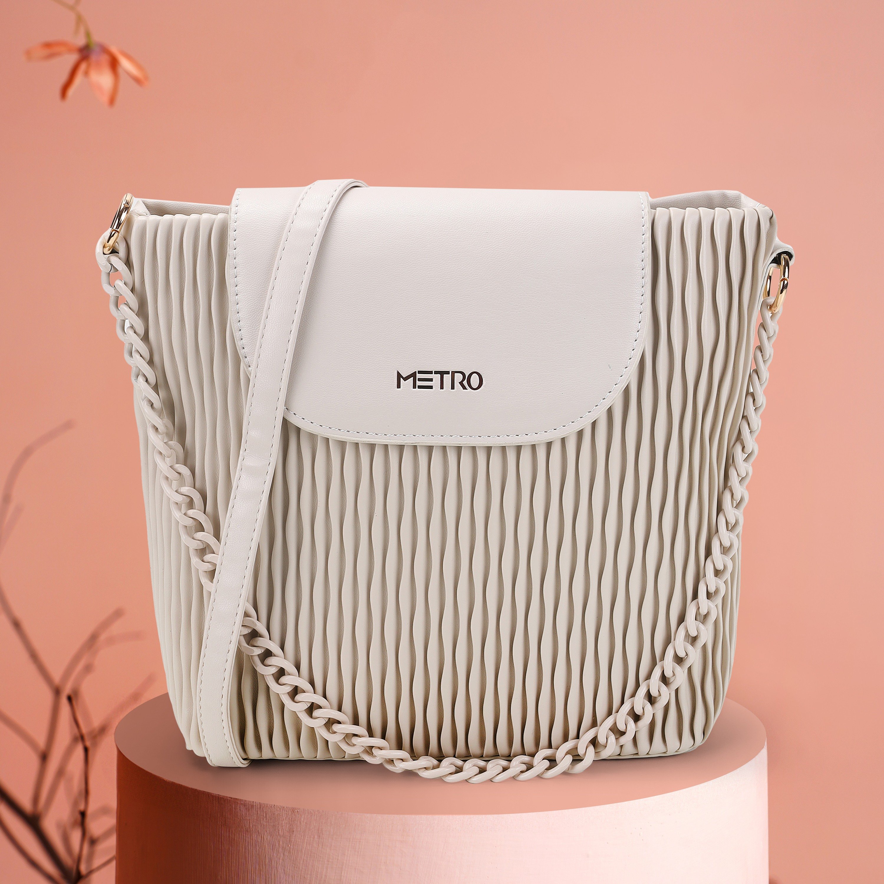 Metro Women Off/White PU Handbags Onesize