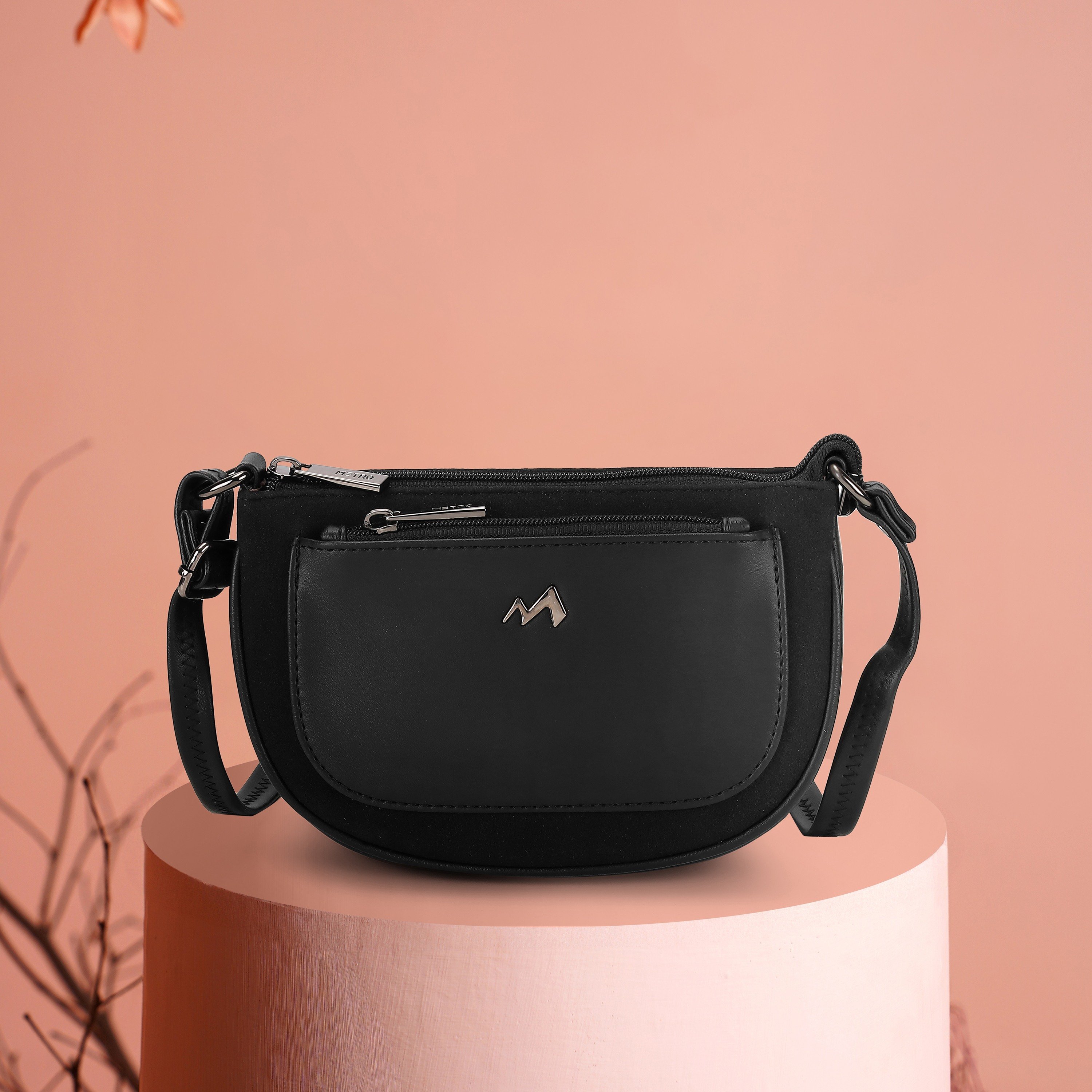 Metro Women Black Suede Handbags Onesize