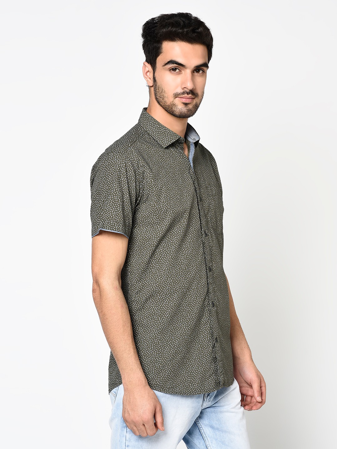 Men OLIVE Casual Shirts