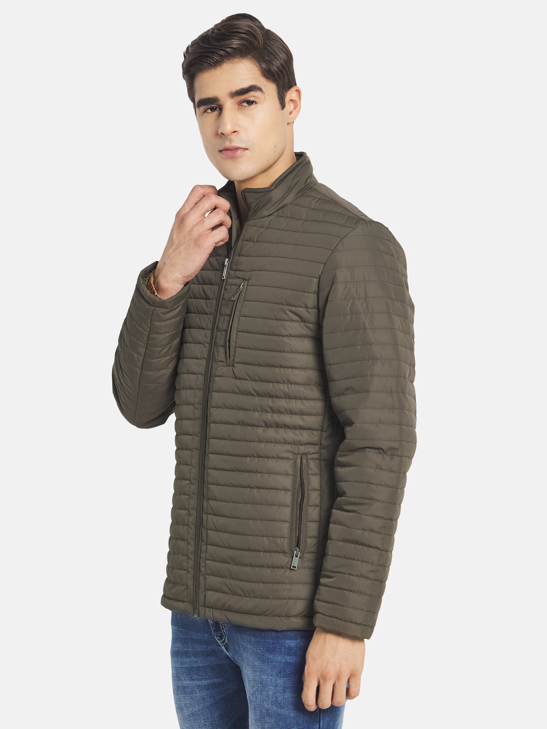 METTLE Men Olive Green Padded Jacket
