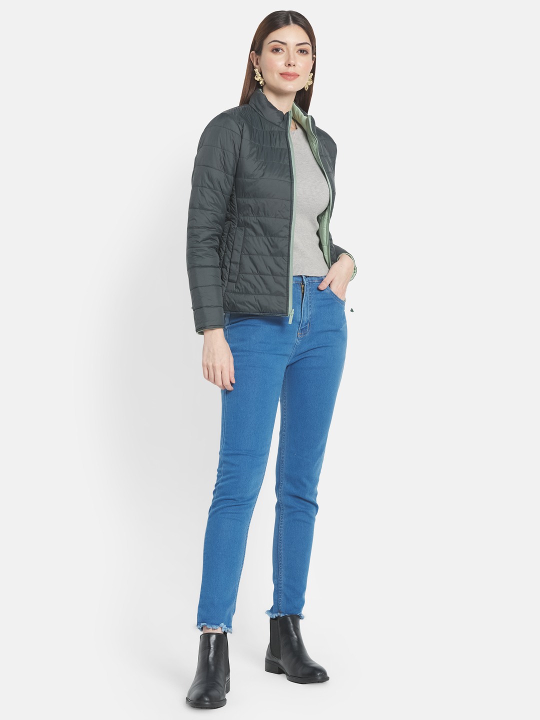 Kaleidoscope Bleu Women's Stand Collar Padded Jacket