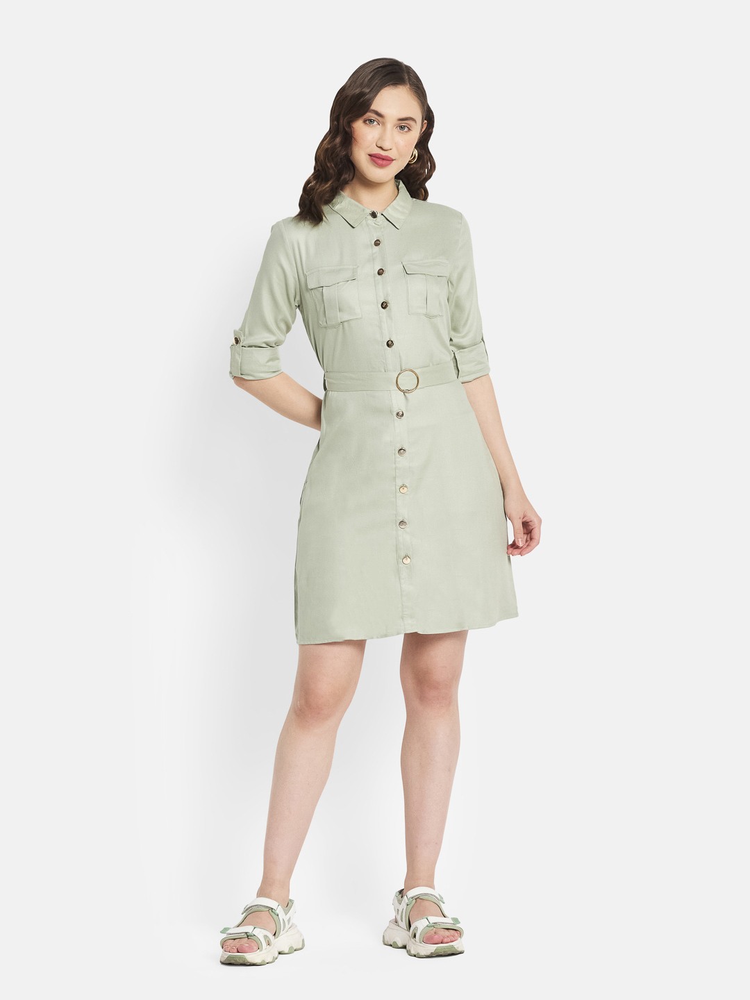 Olive shirt dress sales