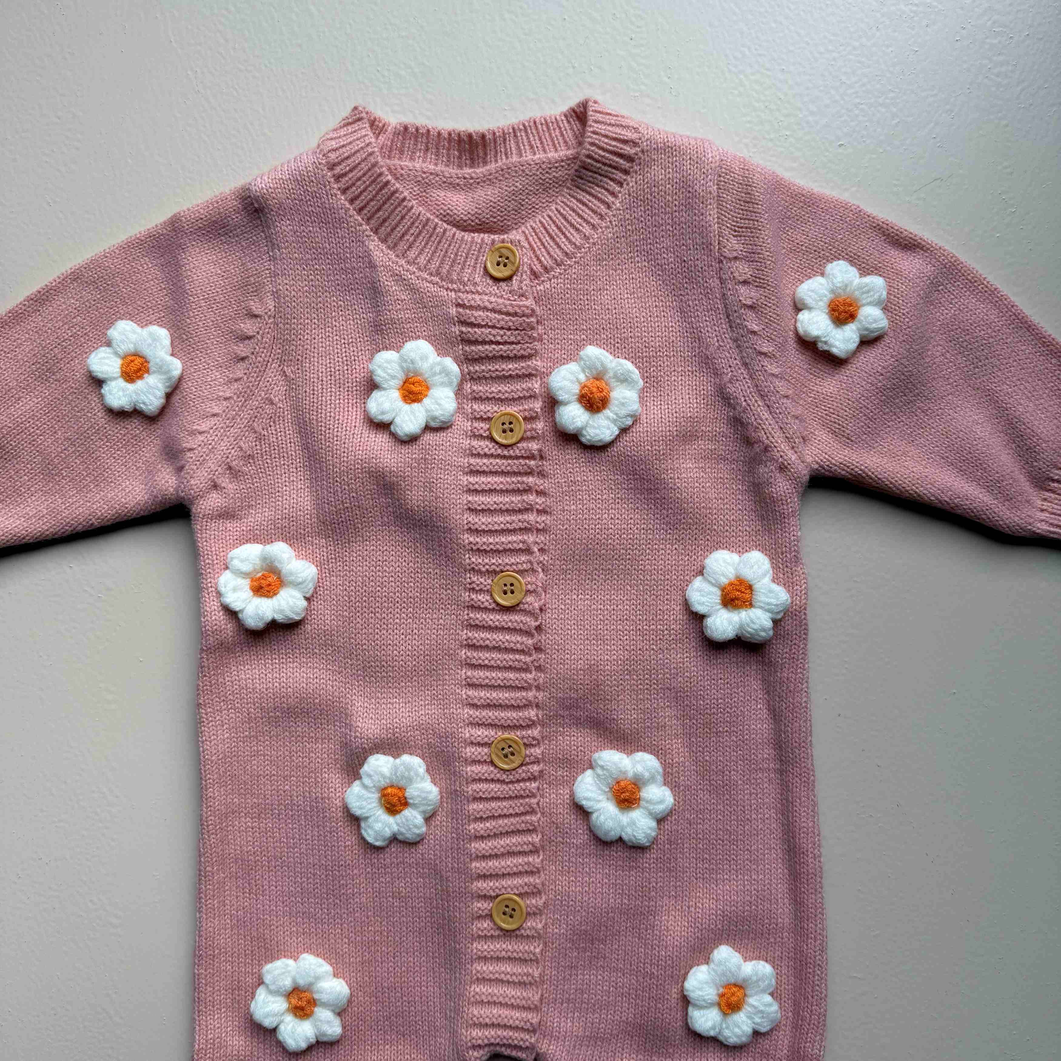 Fluffy Daisy Knit Romper