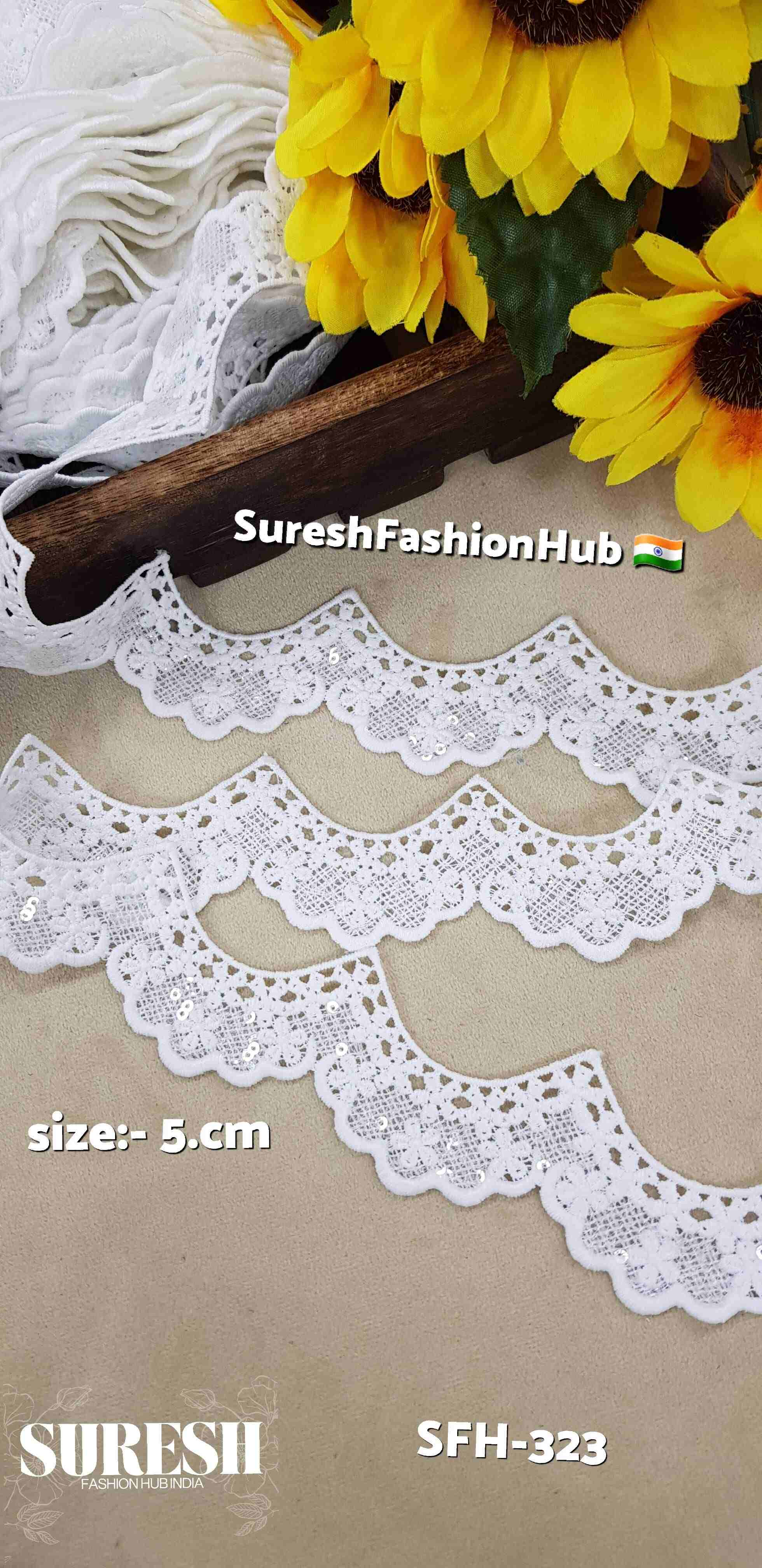 White Two-Sided GPO Lace with Transparent Sequins
