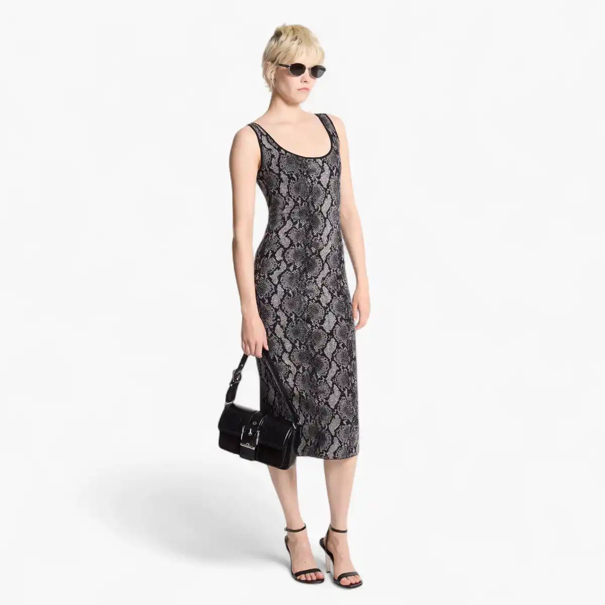 Snake Print Jacquard Dress