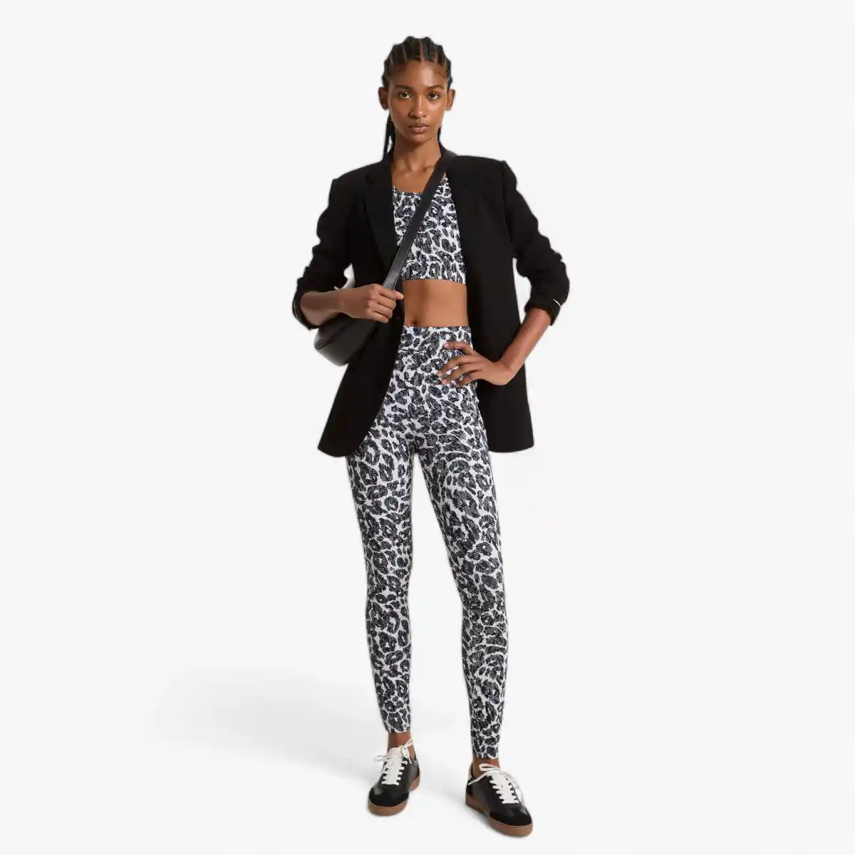 Stretch Recycled Nylon Leopard Logo Leggings