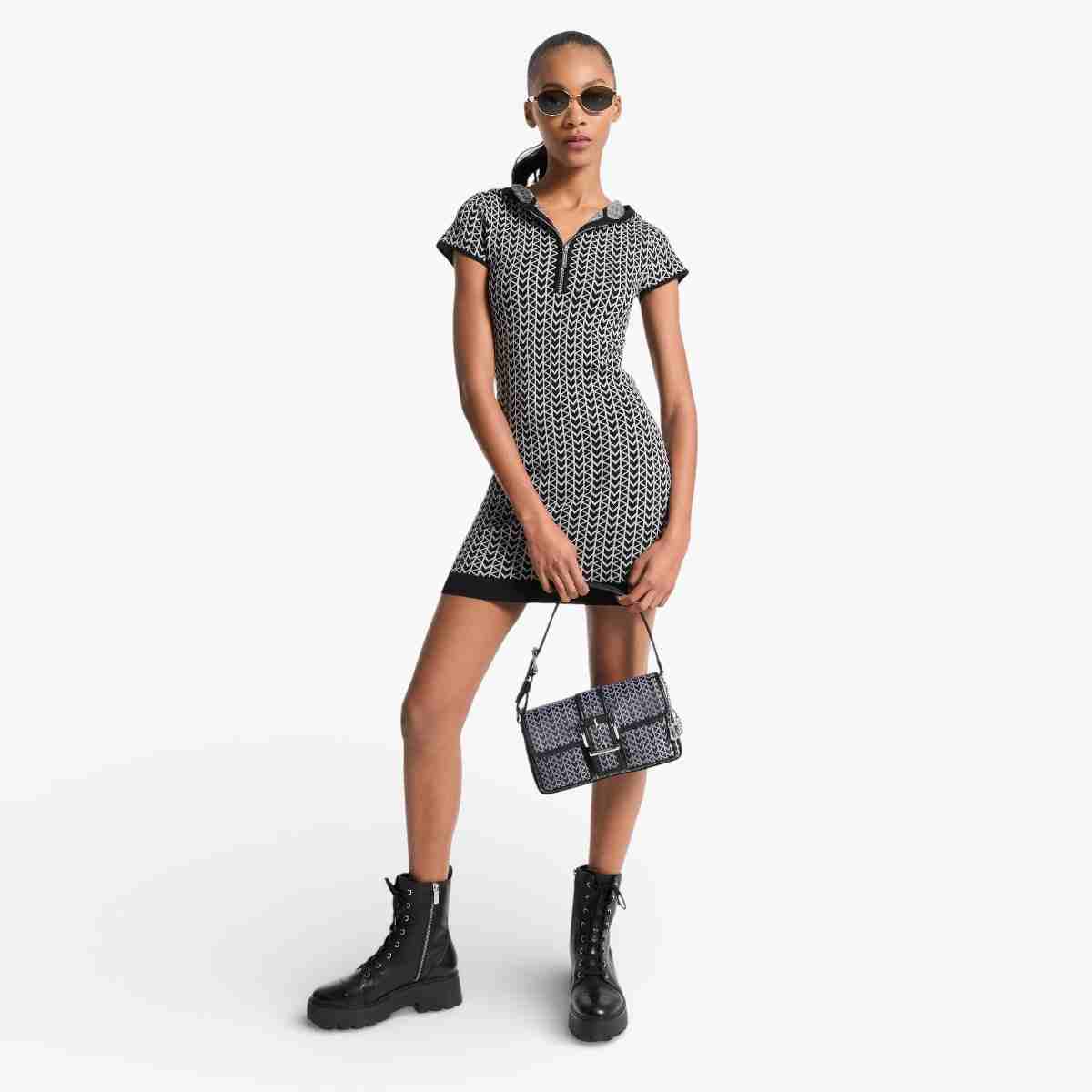 Mk2000 Logo Jacquard Hoodie Dress