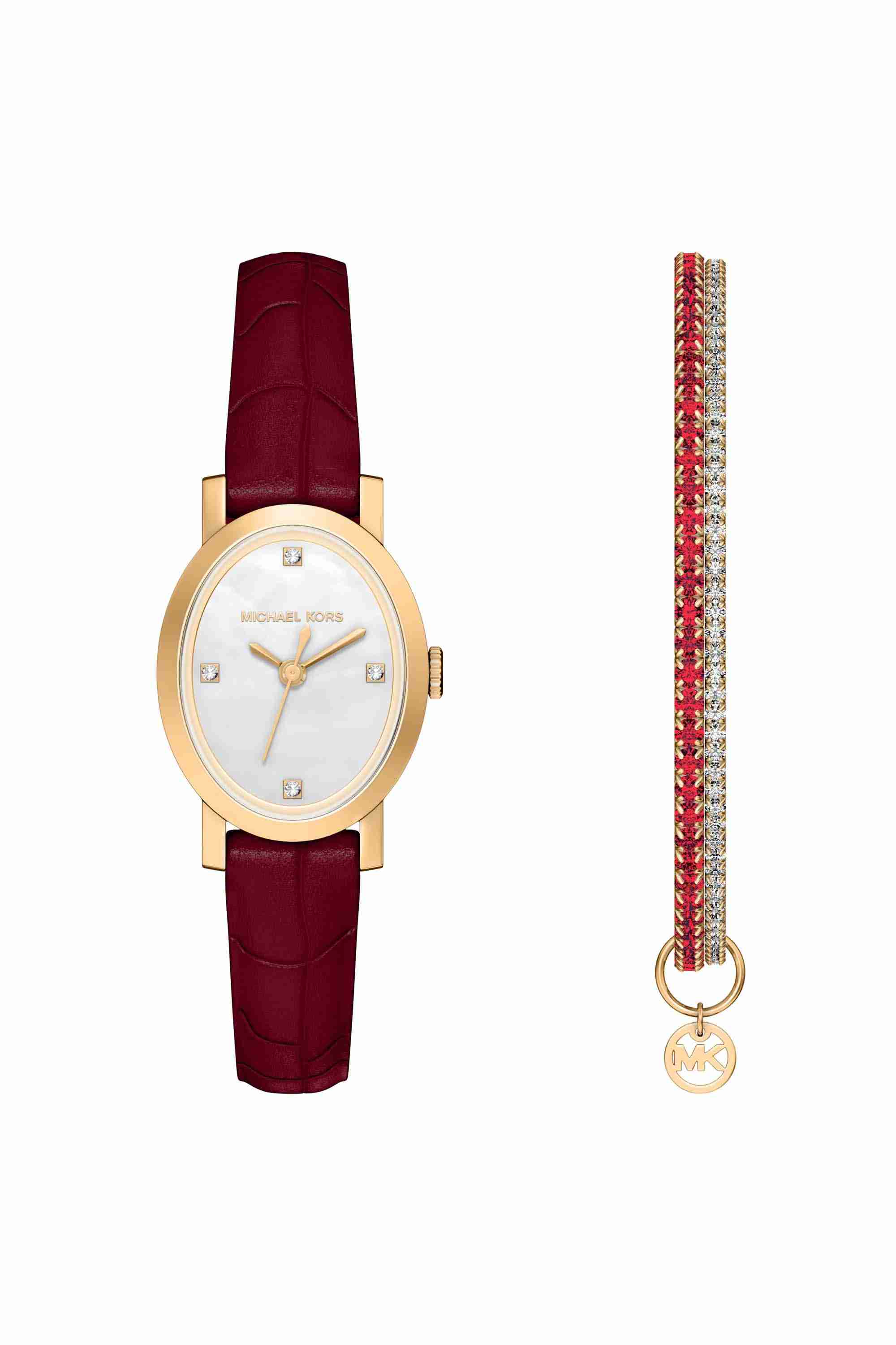 Maude 21 mm Multicolour Dial Leather Analogue Watch For Women - MK7570SET