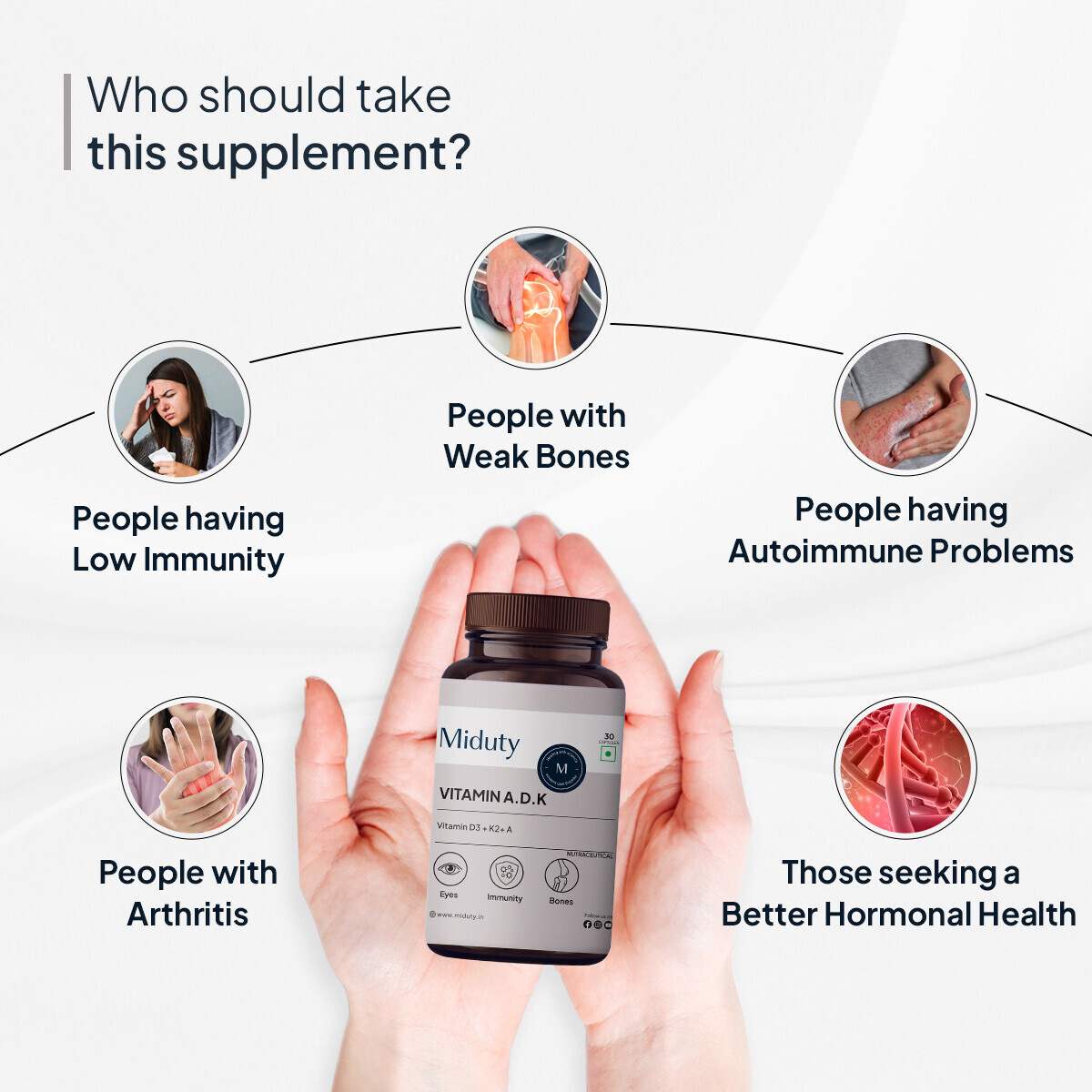 Miduty | Vitamin ADK - A D3 K2 K1 | 30 Cap