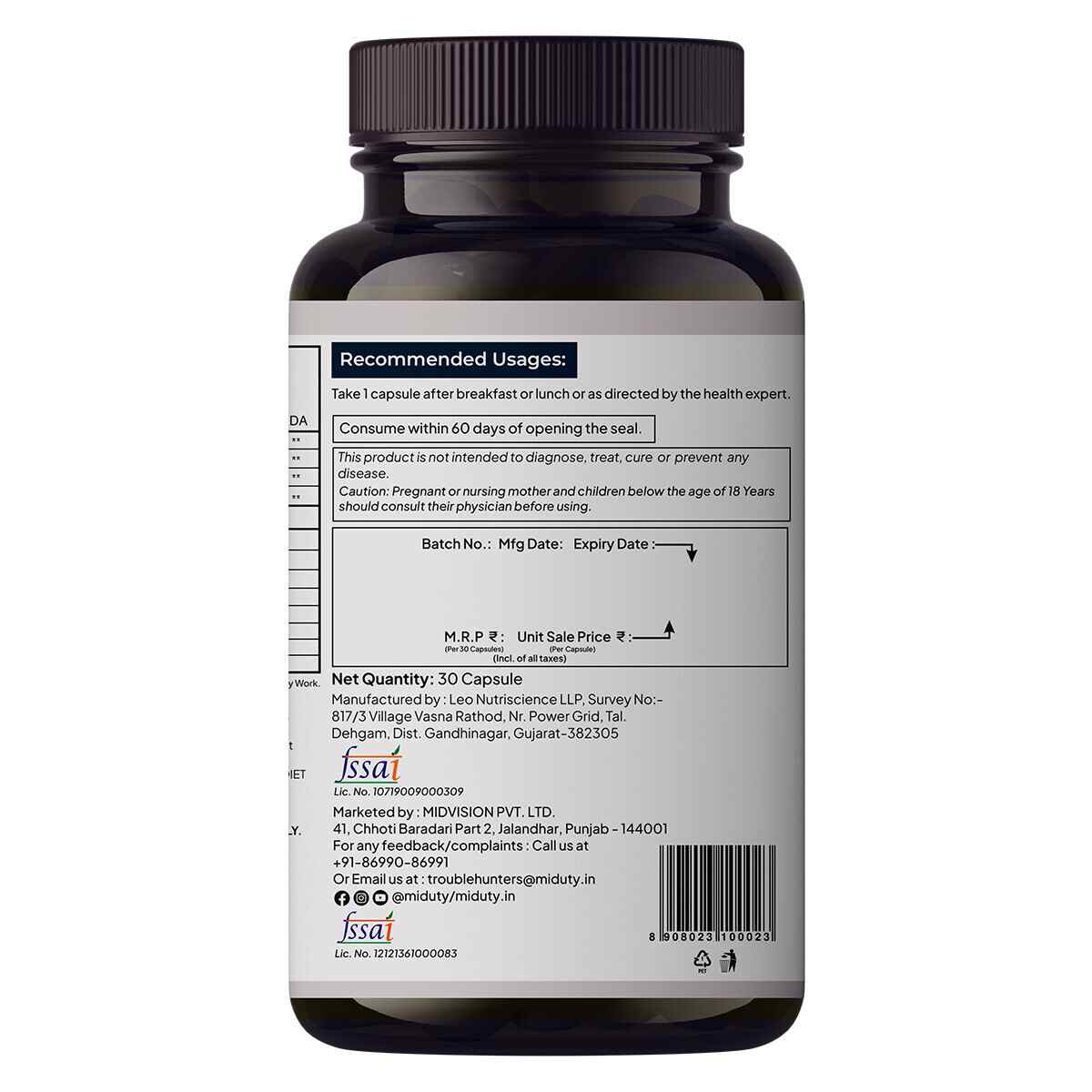 Miduty | Vitamin ADK - A D3 K2 K1 | 30 Cap