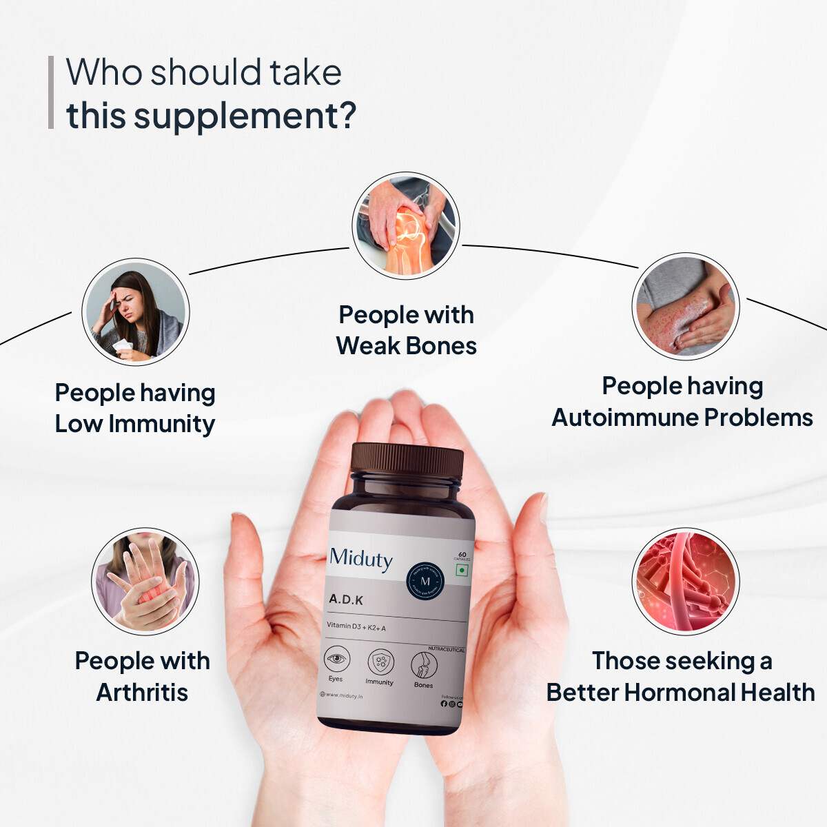 Miduty | Vitamin ADK - A D3 K2 | 60 Cap