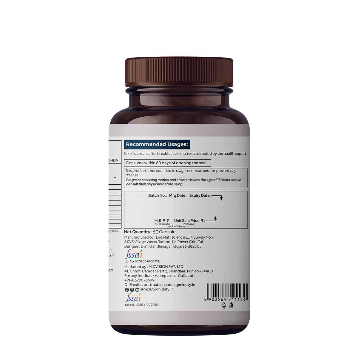 Miduty | Vitamin ADK - A D3 K2 | 60 Cap