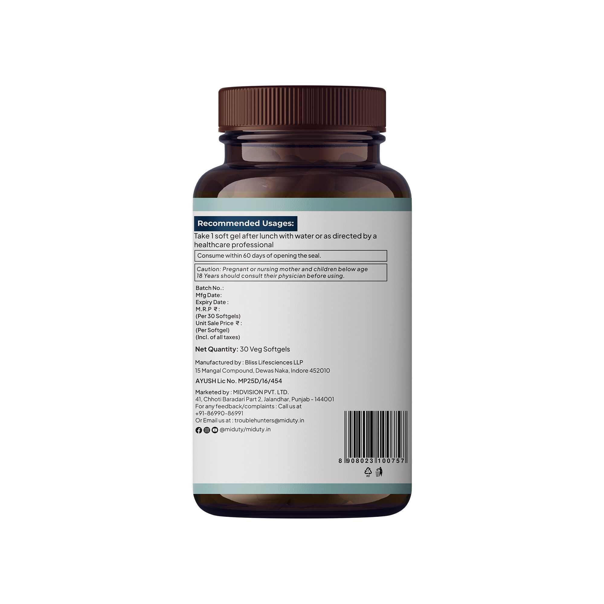 Miduty | Mixed Tocopherols & Tocotrienols | 30 Softgels