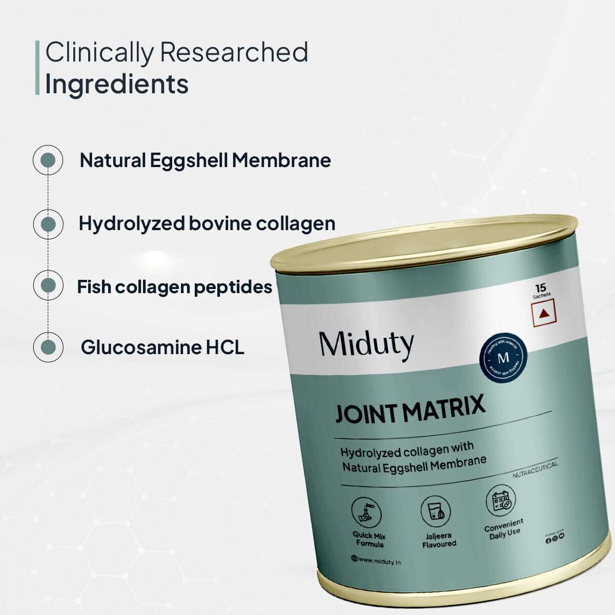 Miduty | Joint Matrix | Glucosamine, Boswellia & Collagen | 15 Sachets