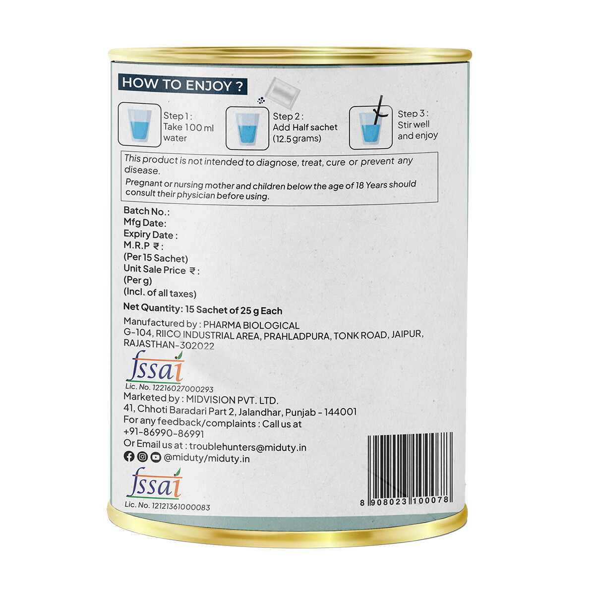 Miduty | Joint Matrix | Glucosamine, Boswellia & Collagen | 15 Sachets