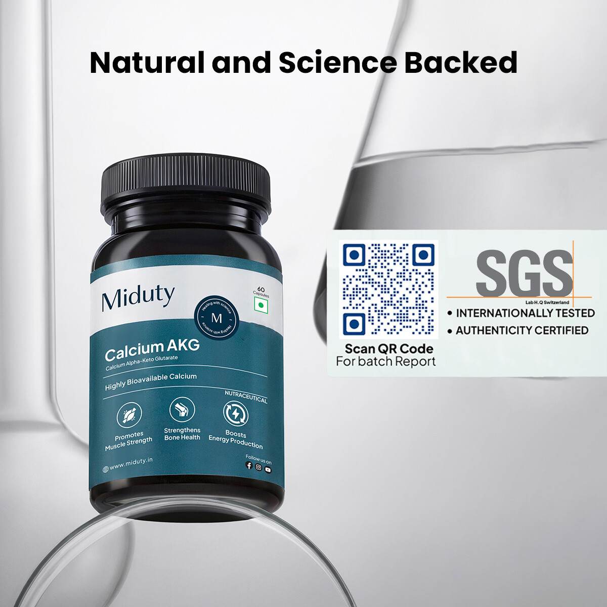 Miduty | Calcium Alpha-KetoGlutarate (Ca-AKG) Energy | 60 Cap