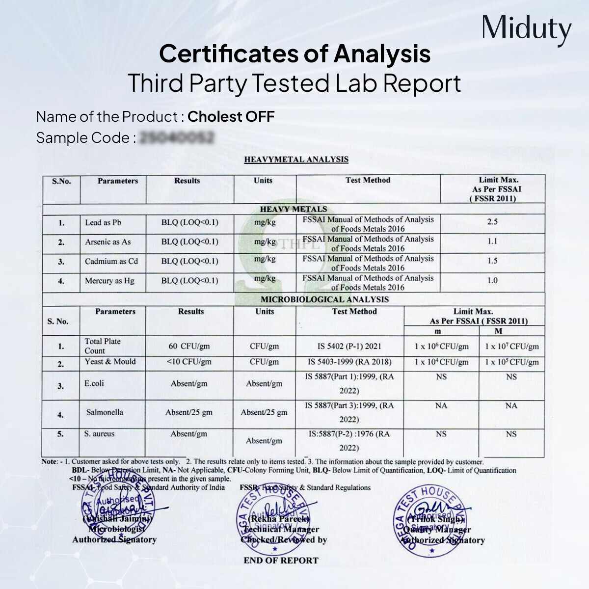 Miduty | Cholest Off | Diabetes, Heart Disease, Niacin | 100% Vegetarian | 60 Tab