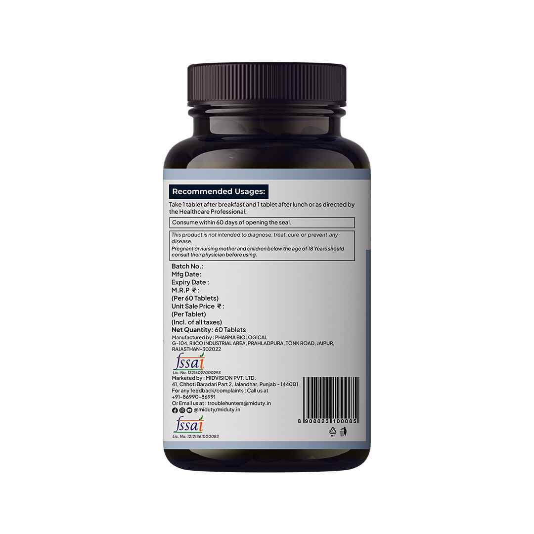 Miduty | Cholest Off | Diabetes, Heart Disease, Niacin | 100% Vegetarian | 60 Tab