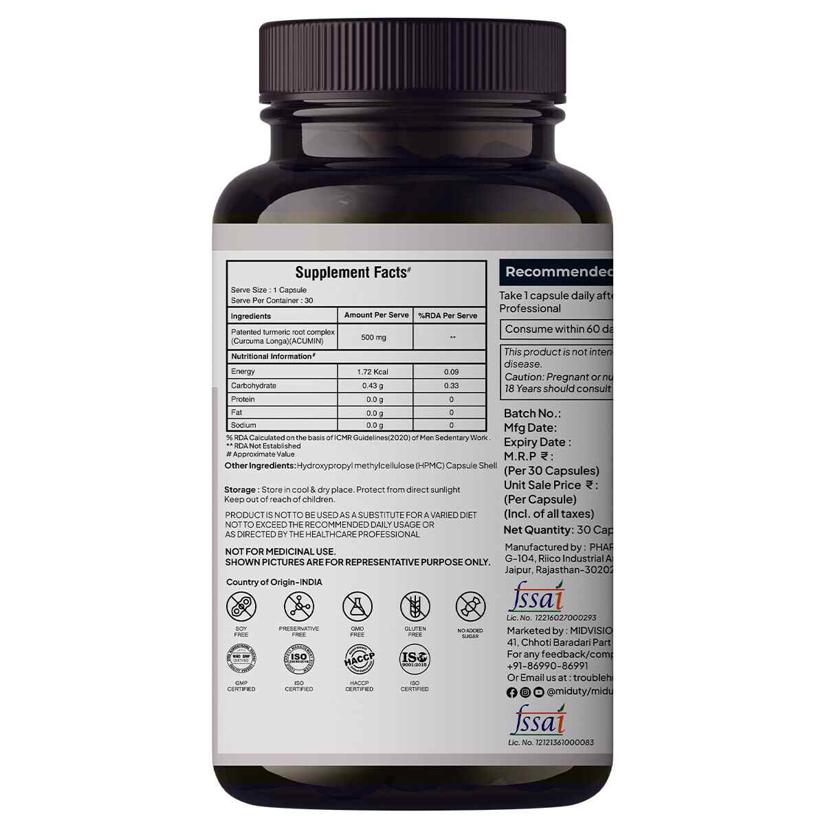 Miduty | Complete Turmeric Matrix | 30 Cap