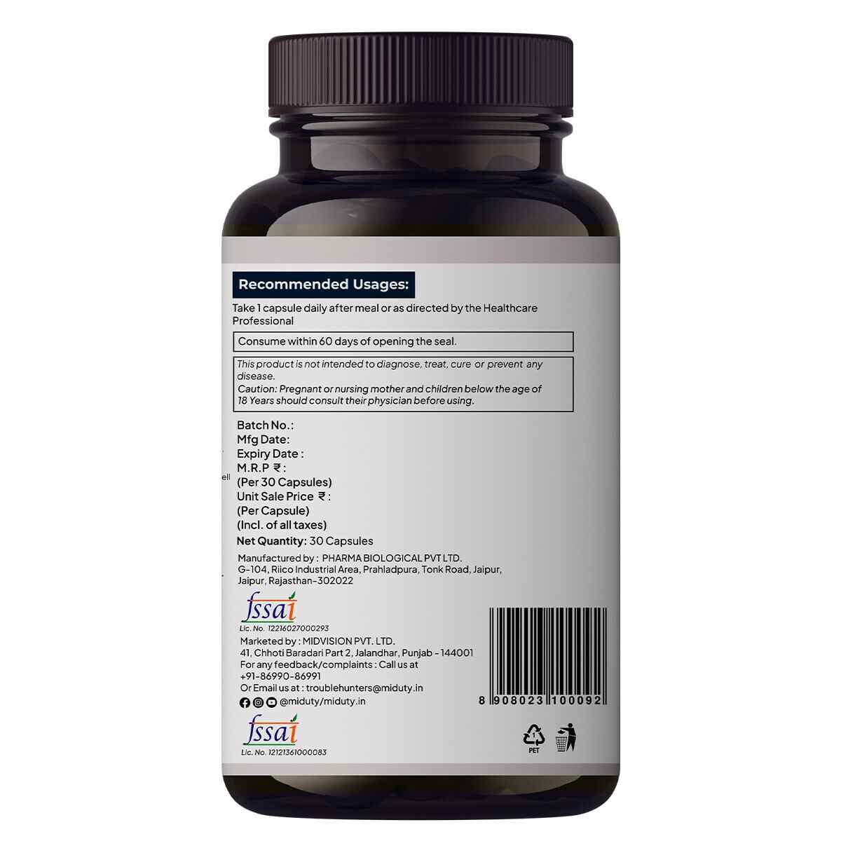 Miduty | Complete Turmeric Matrix | 30 Cap