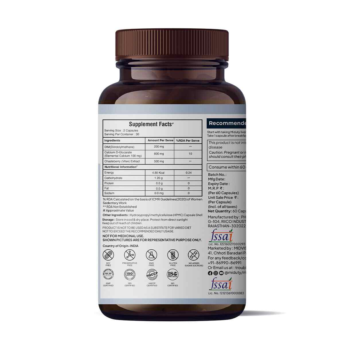 Miduty | Estrogen Balance | DIM - Vitex | 60 Cap