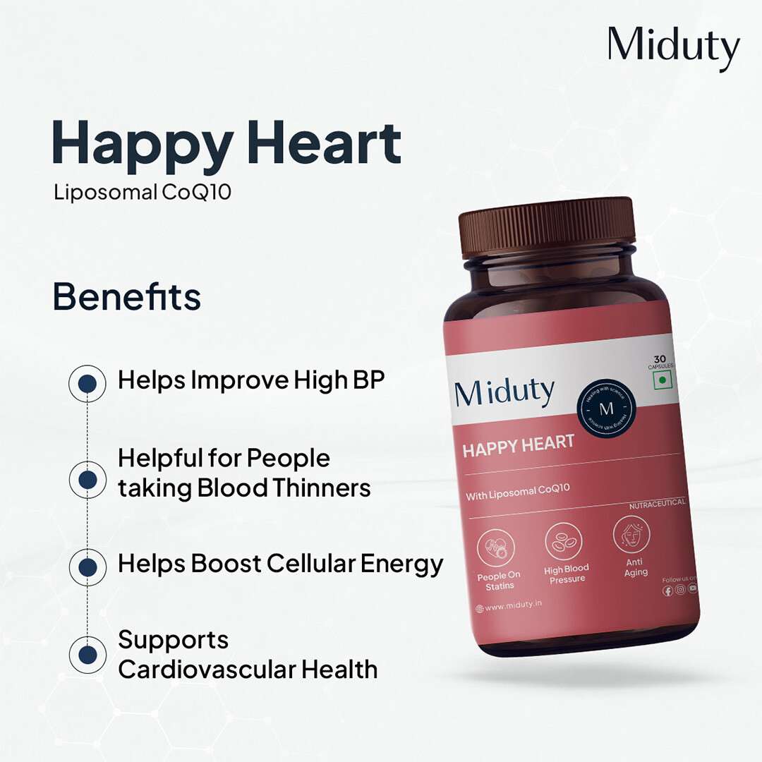 Miduty | Happy Heart | CoQ10 | 100% Vegetarian | 30 Cap