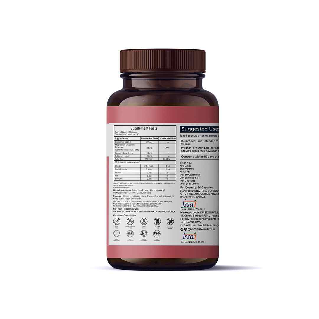 Miduty | Happy Heart | CoQ10 | 100% Vegetarian | 30 Cap