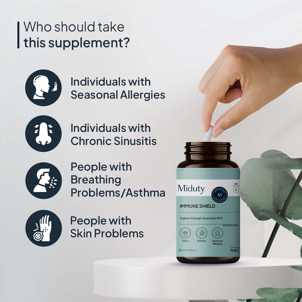 Miduty | Immune Shield | Vit C - Zinc - Quercetin | Immunity Booster | 60 Cap