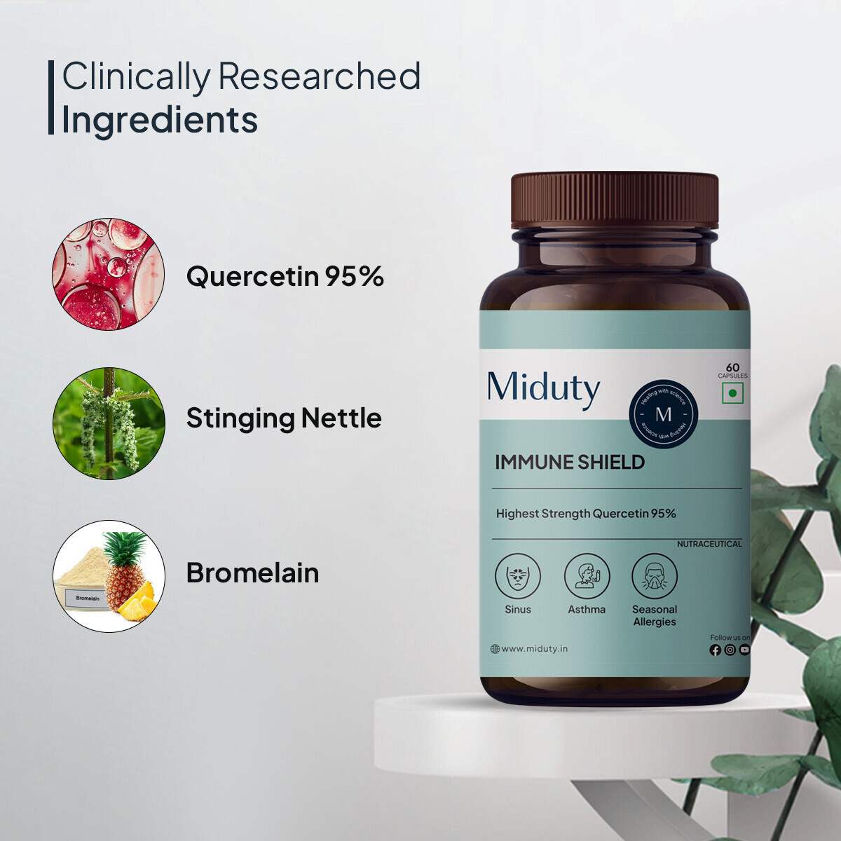 Miduty | Immune Shield | Vit C - Zinc - Quercetin | Immunity Booster | 60 Cap
