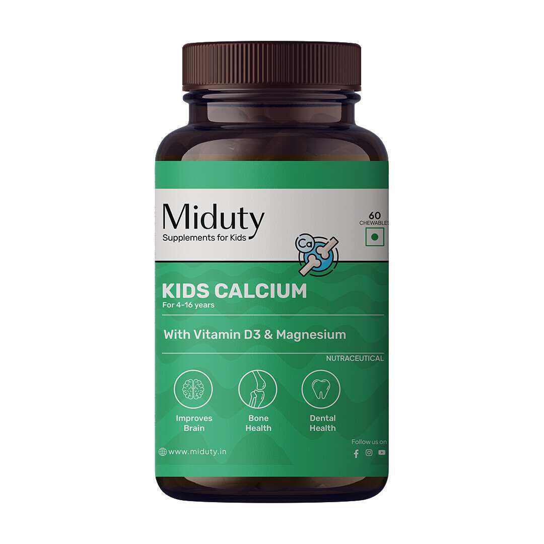Miduty | Kids Calcium | Vitamin D3 | Chewable Tablets | 60 Tabs