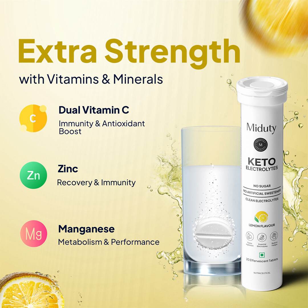 Miduty | Keto Electrolytes | Hydration-Mineral Balance | 20 Tab