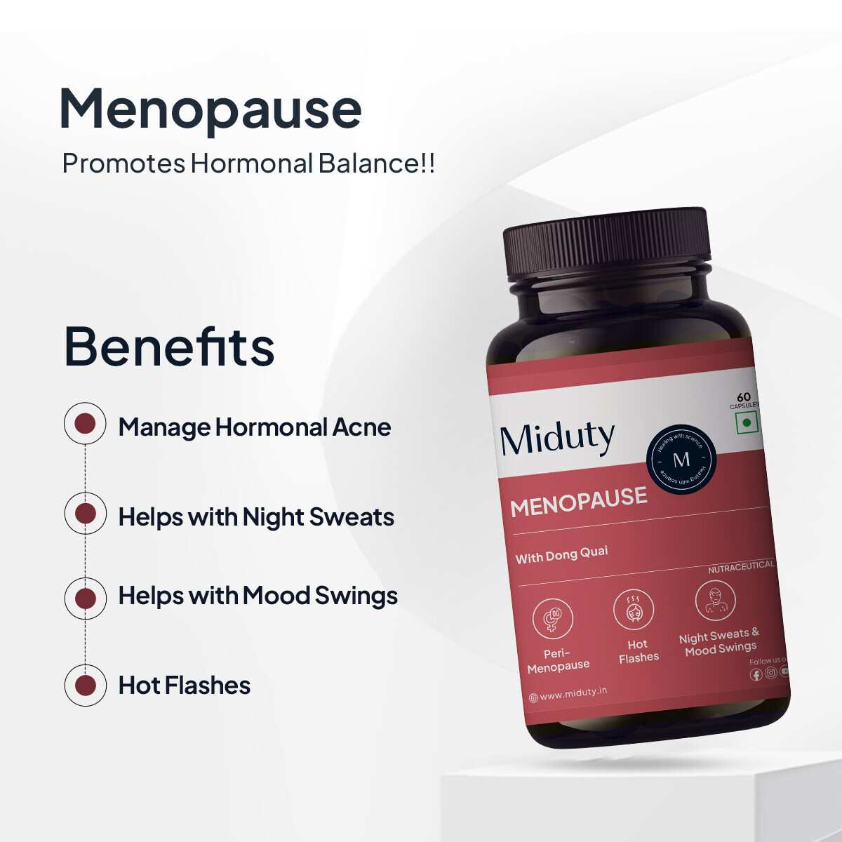 Miduty | Menopause | Dong Quai | Maca Root | 60 Cap