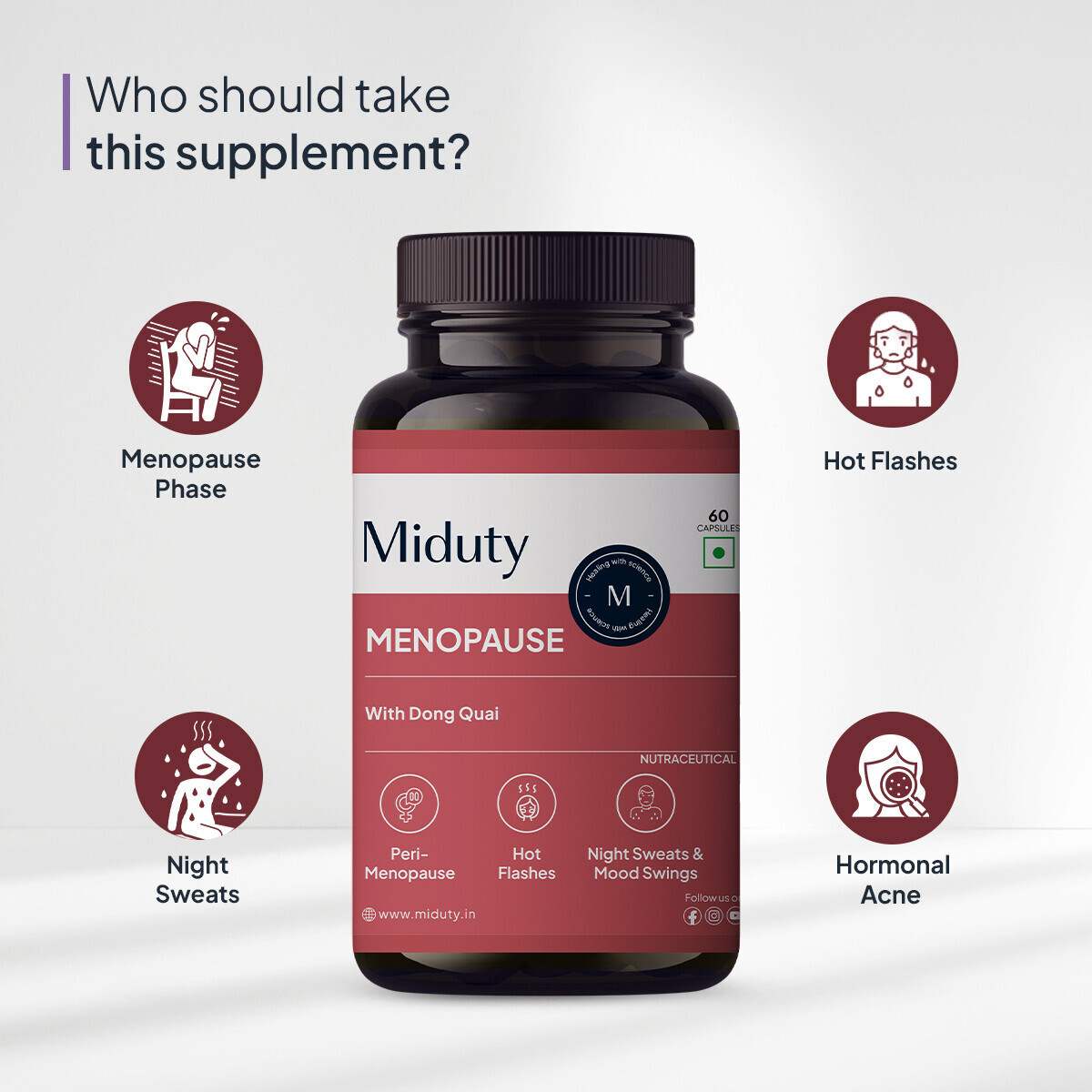 Miduty | Menopause | Dong Quai | Maca Root | 60 Cap