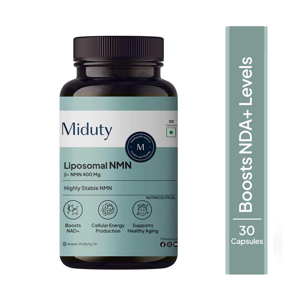 Miduty | Liposomal | NMN 85% | Cellular Energy | Anti Aging NAD+ Booster | 30 Cap