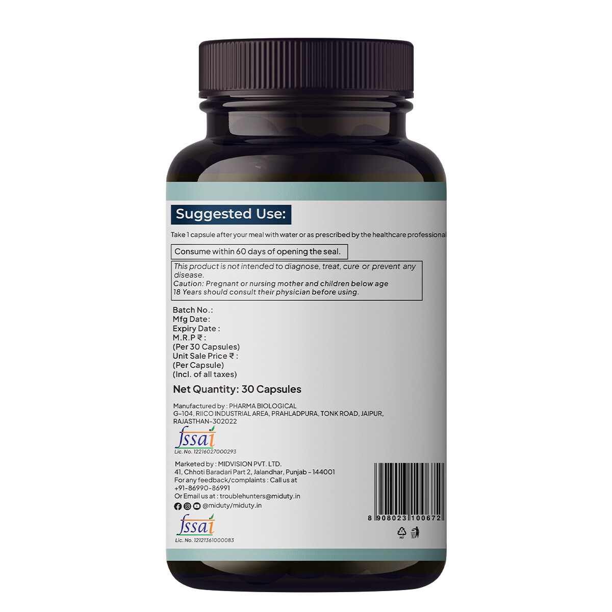 Miduty | Liposomal | NMN 85% | Cellular Energy | Anti Aging NAD+ Booster | 30 Cap