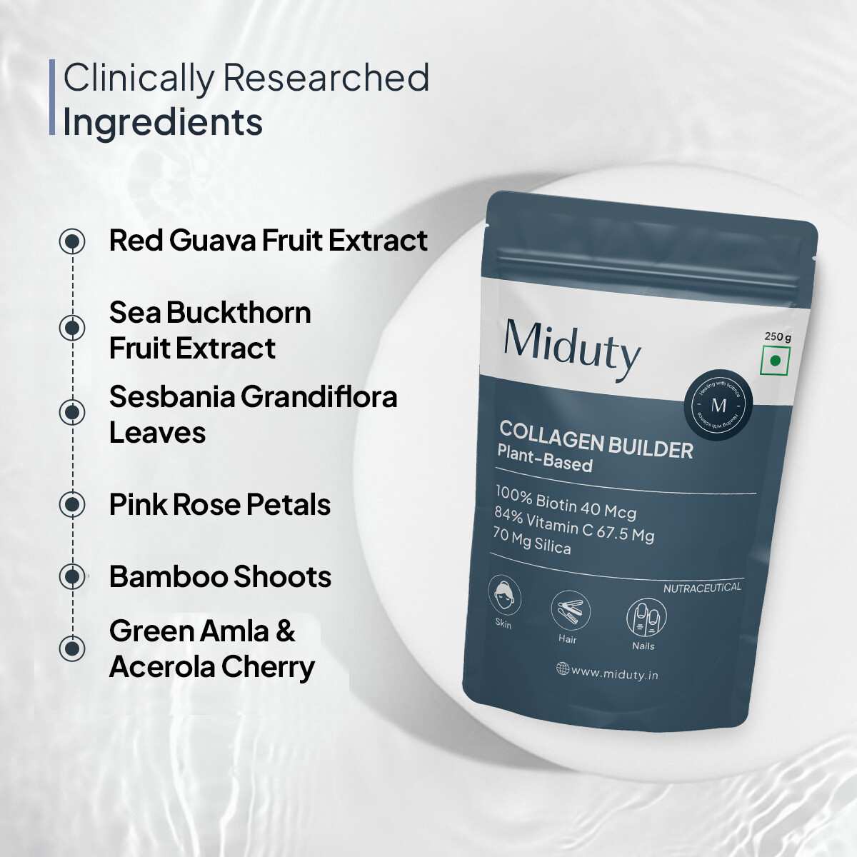 Miduty | Collagen Builder | Plant-Based Powder for Skin, Hair & Nails | 250g