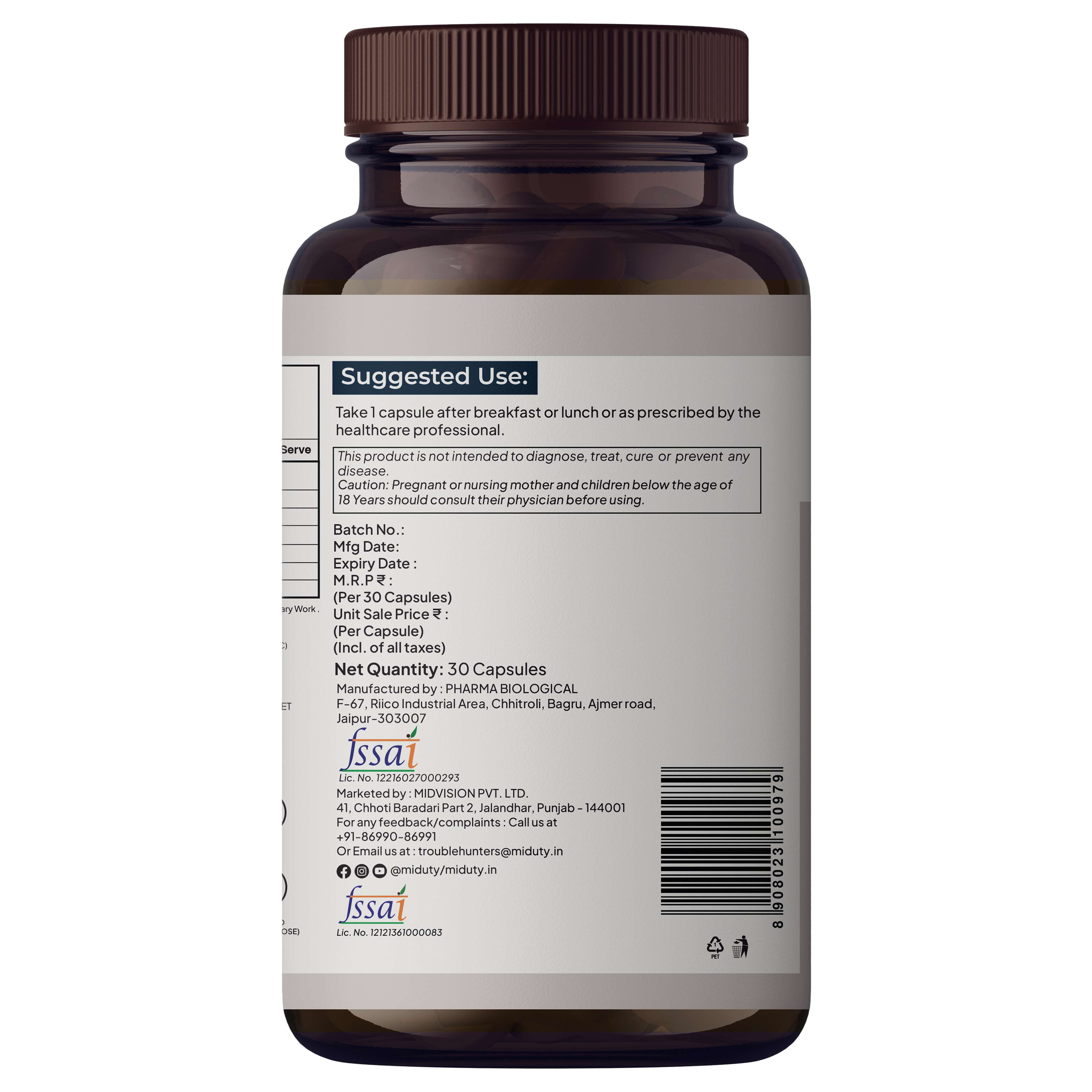 Miduty | Liposomal Vitamin C | Immunity Booster | 30 Cap