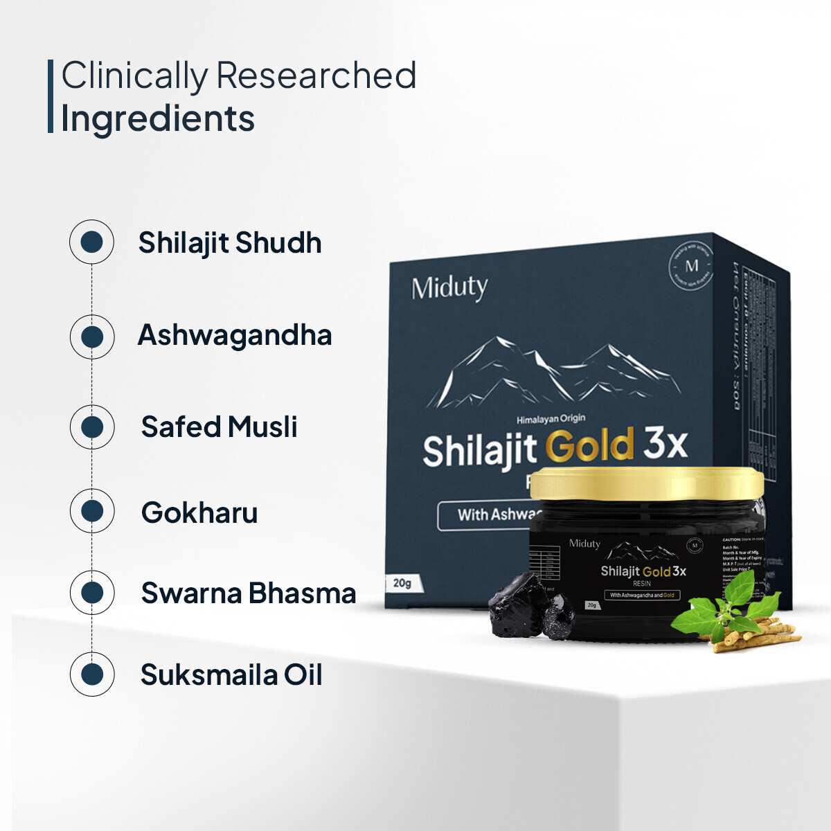 Miduty | Shilajit Gold 3x | Ashwagandha | 20g