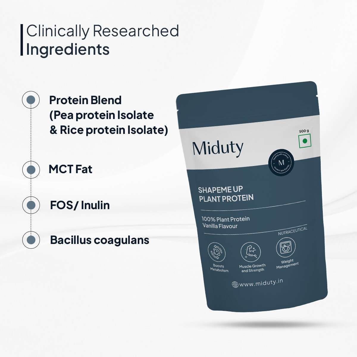 Miduty | ShapeMe Up Plant Protein | Pea & Brown Rice Protein | Weight Loss | Vegan | Chocolate | 500g