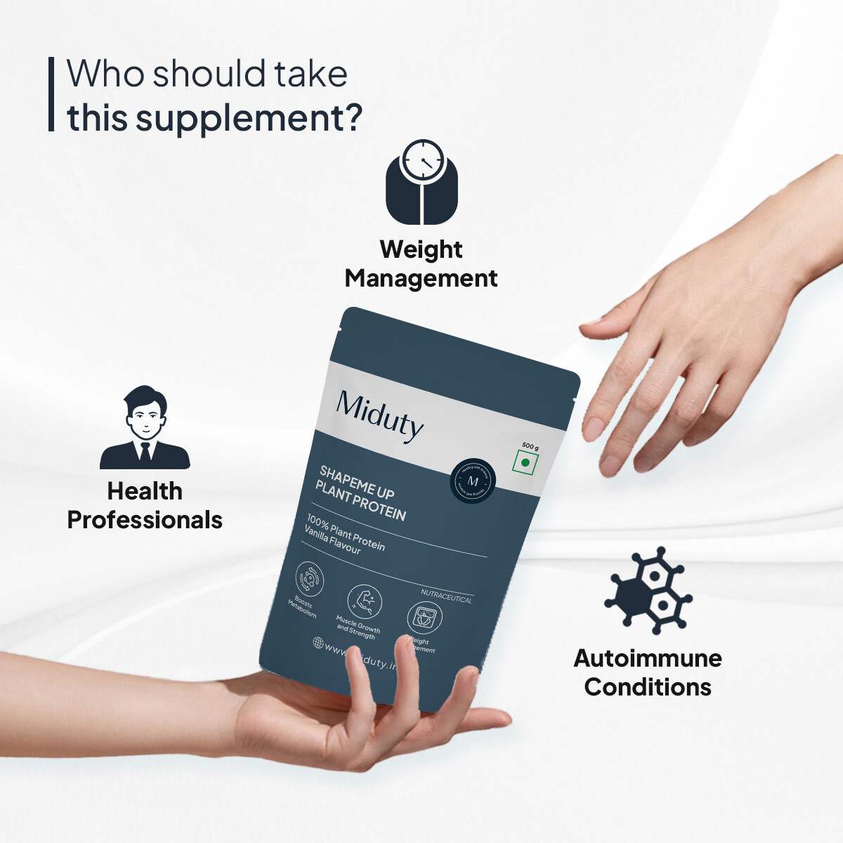 Miduty | ShapeMe Up Plant Protein | Pea & Brown Rice Protein | Weight Loss | Vegan | Chocolate | 500g