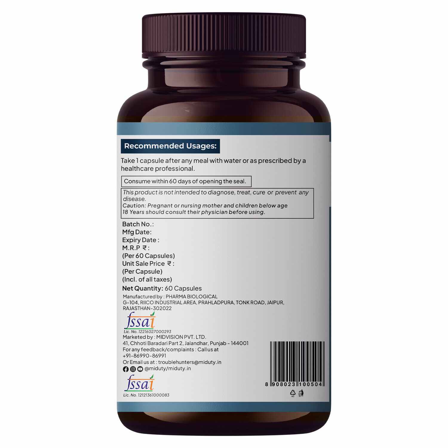 Miduty | Pigment Clear | Glutathione |Hyaluronic Acid | 60 Cap