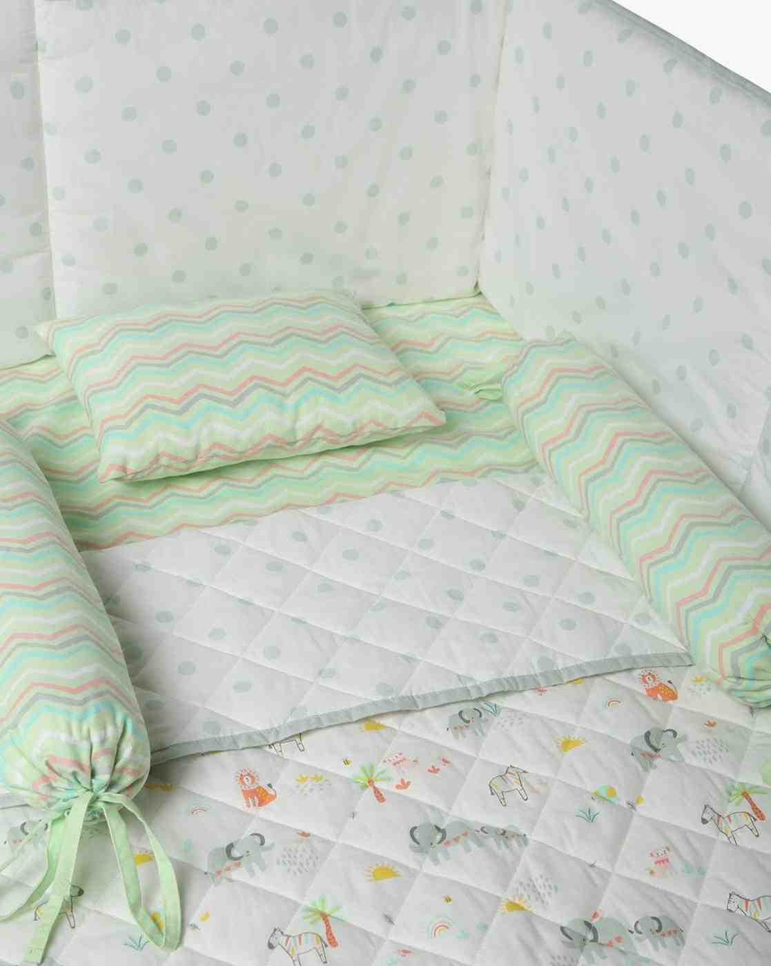 Mila Baby Wildly Cute Cot Bedding Set Multi - Pack of 5 - Green