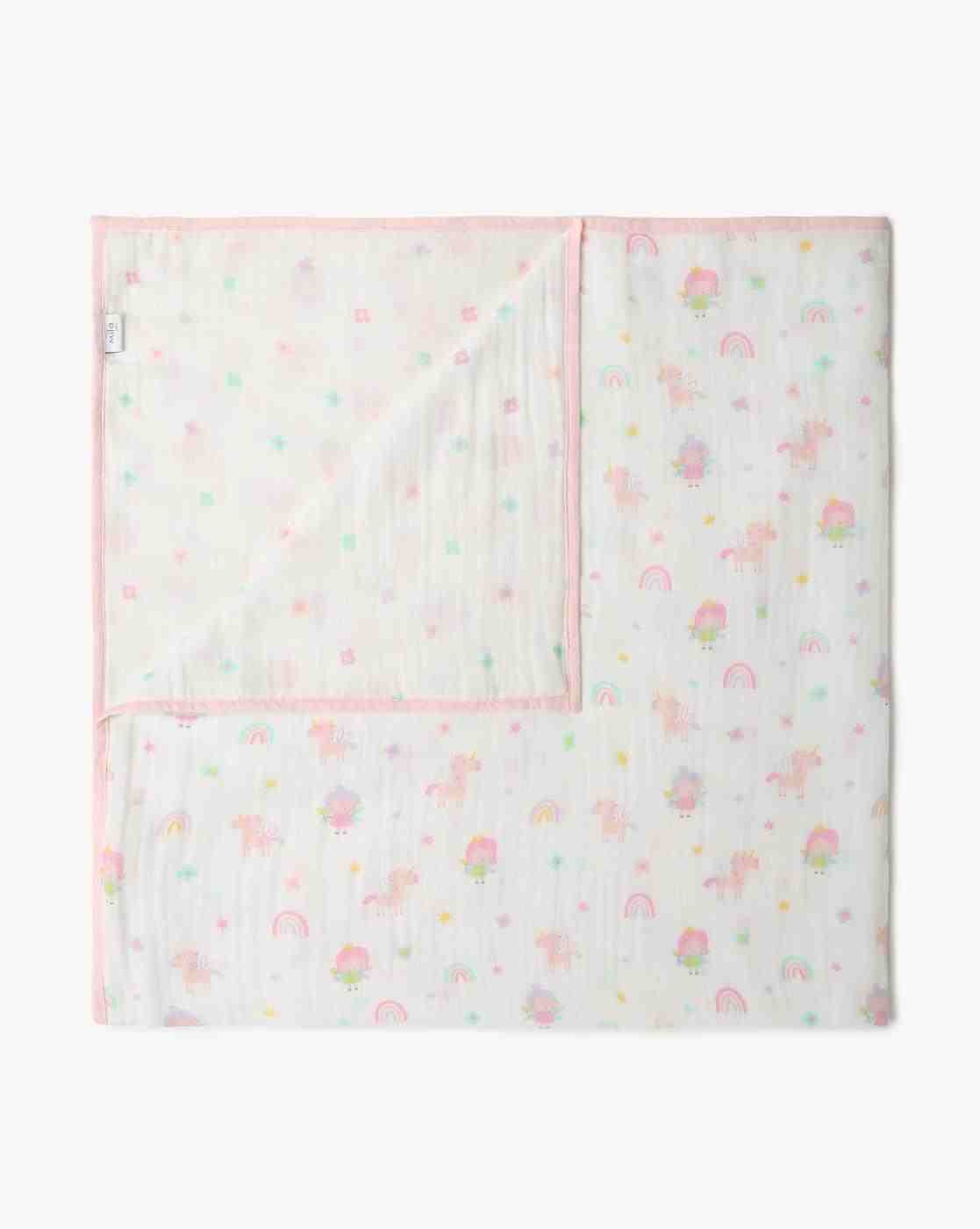 Mila Baby Fairy Garden Muslin Blanket Multi - Pink