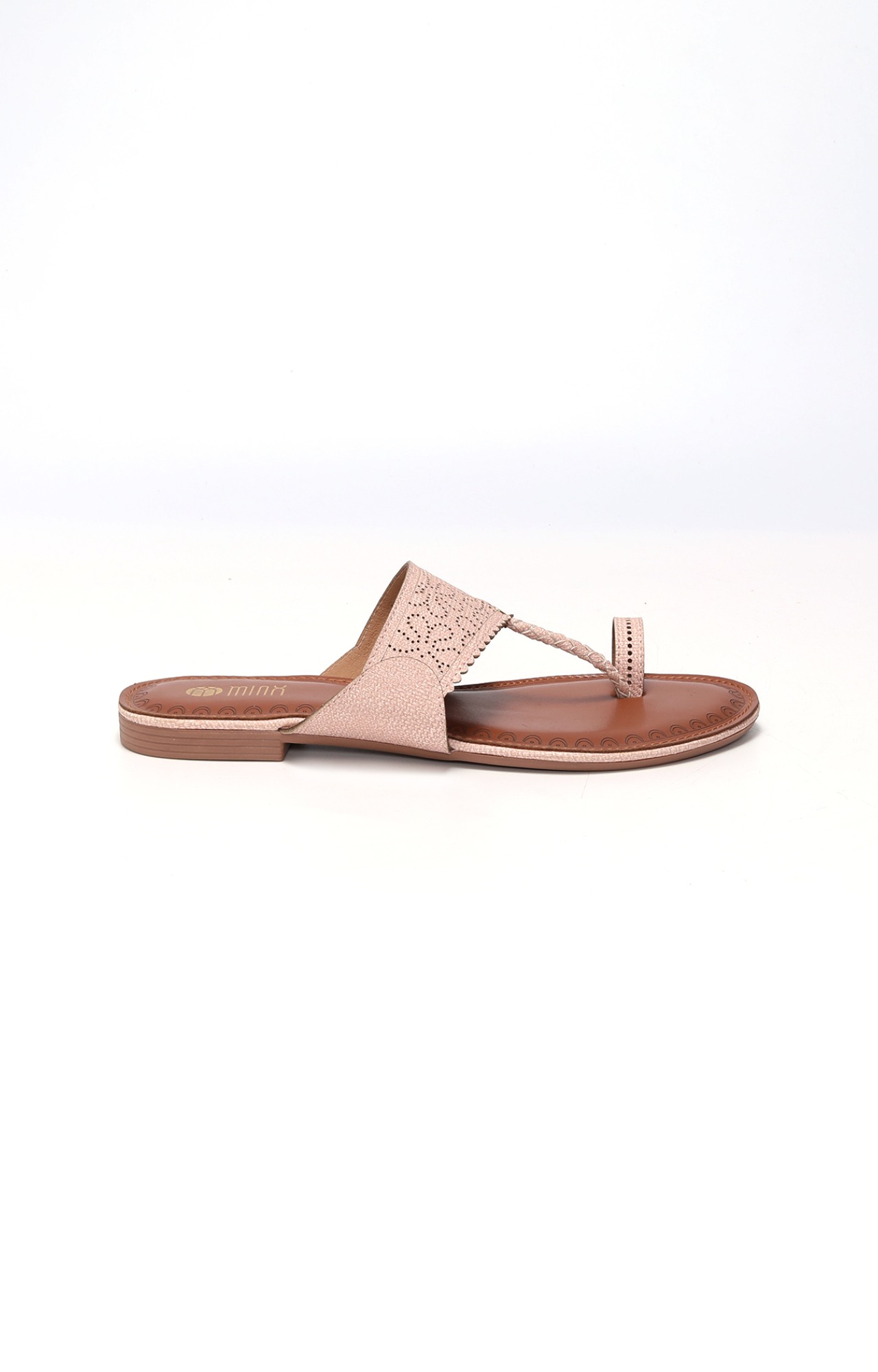 Women Peach Flower Textured Flat Slippers