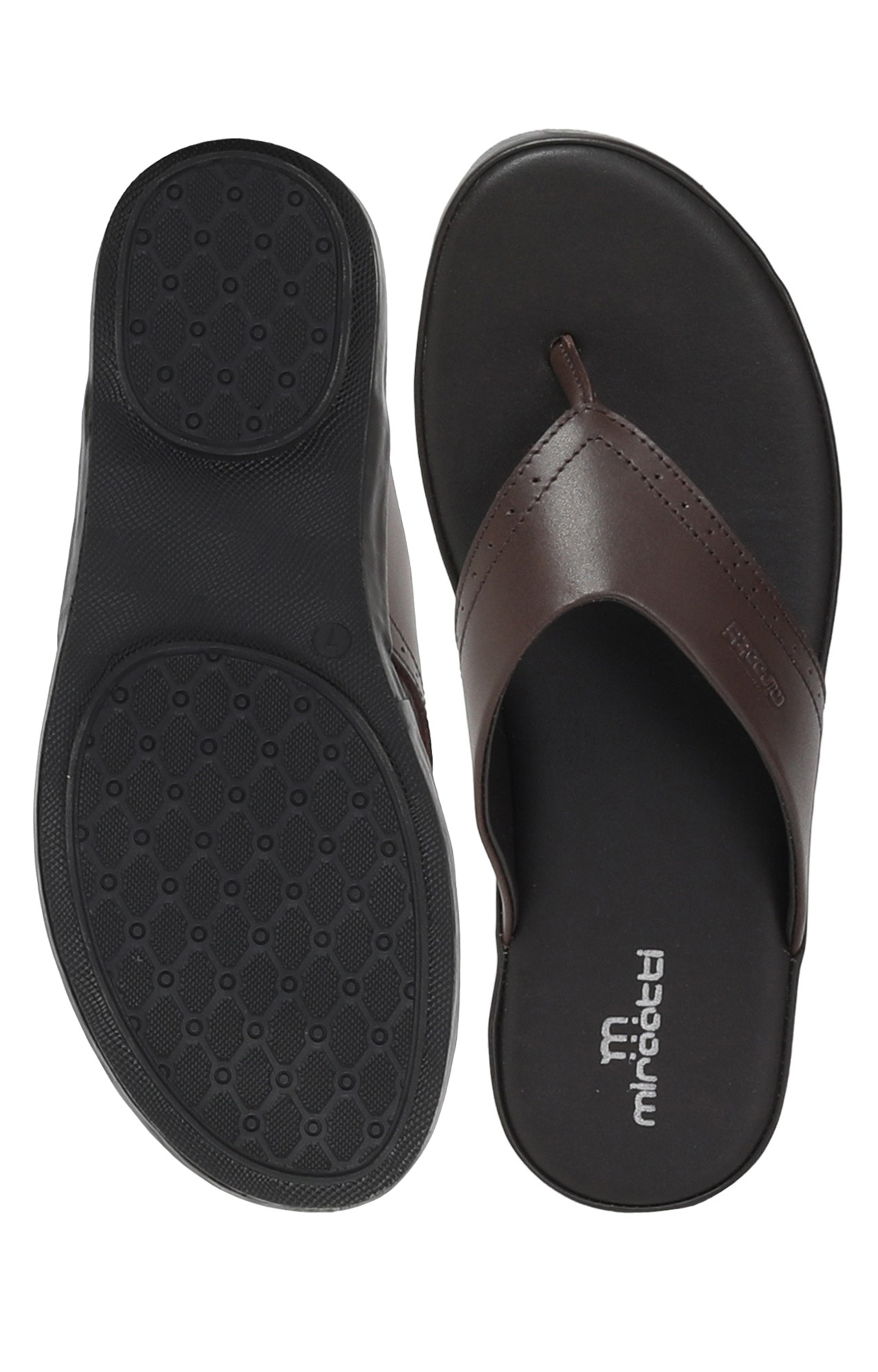Men Brown Thong Flip-Flops