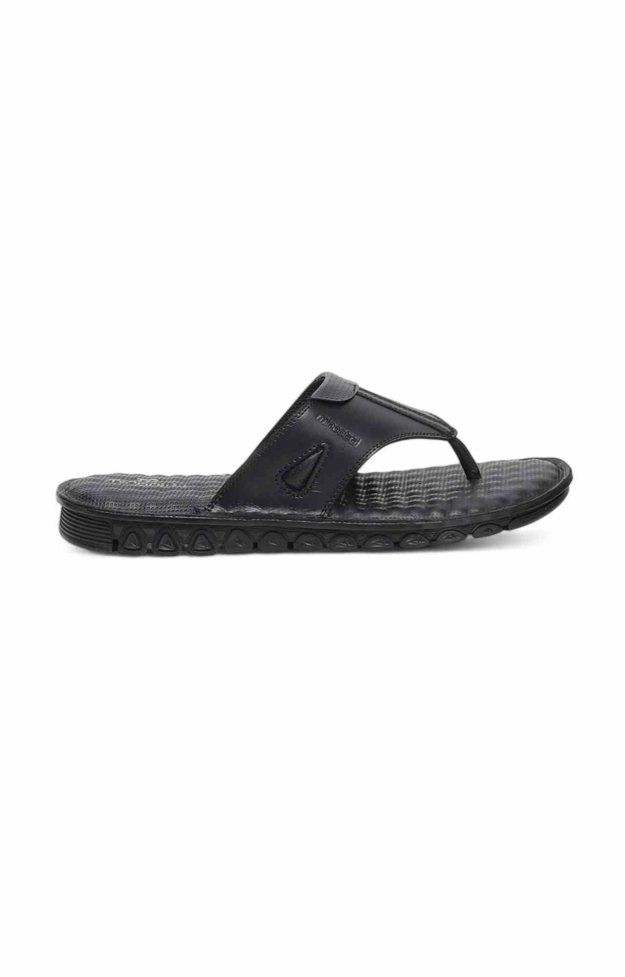 Men Black Solid Thong Flip-Flops