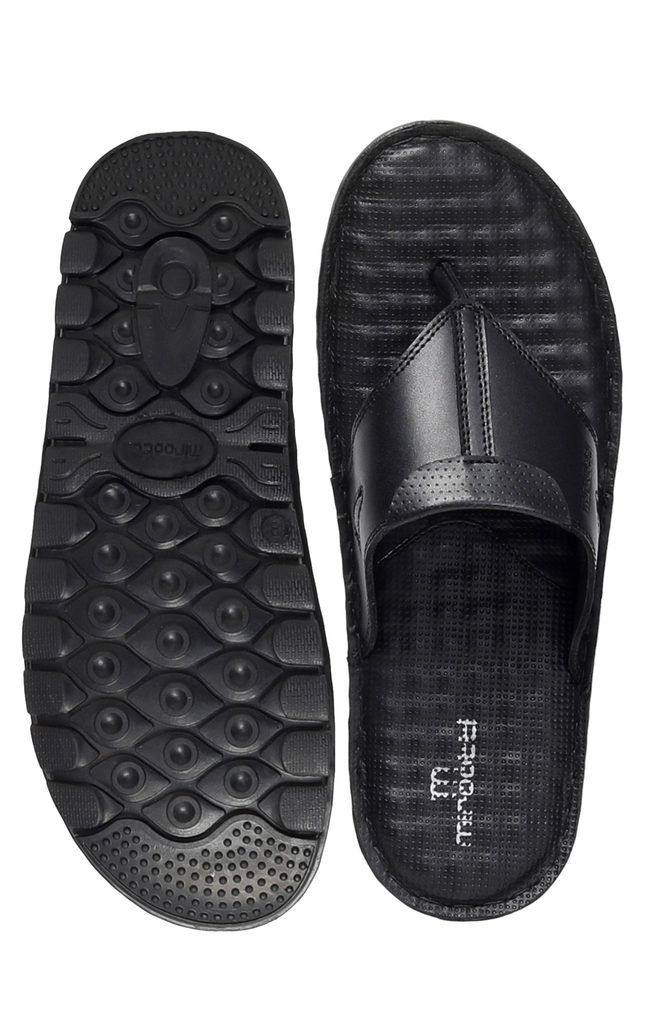 Men Black Solid Thong Flip-Flops