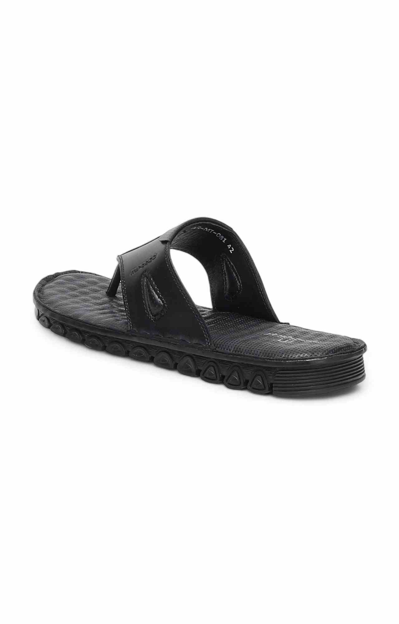 Men Black Solid Thong Flip-Flops