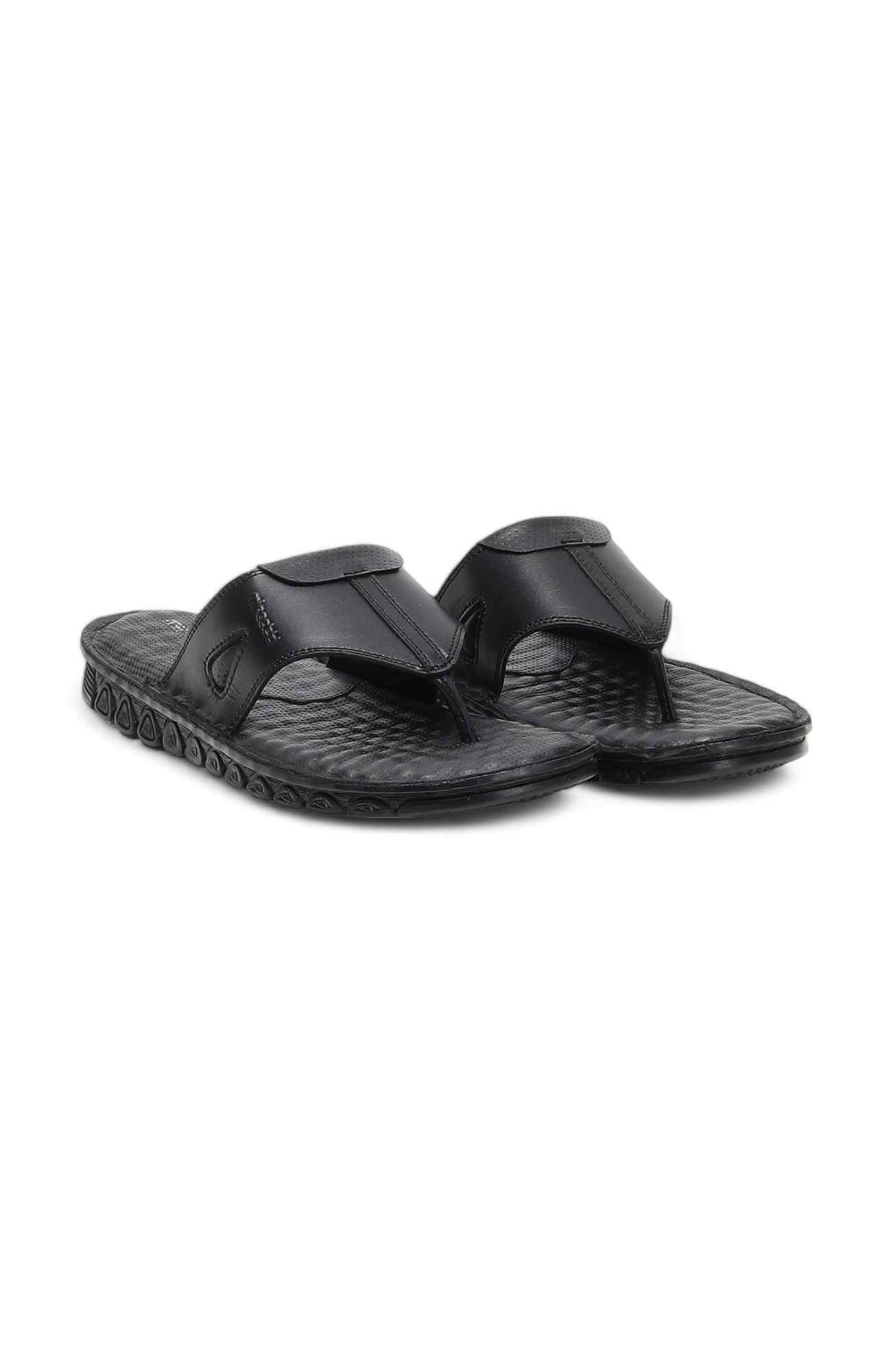Men Black Solid Thong Flip-Flops